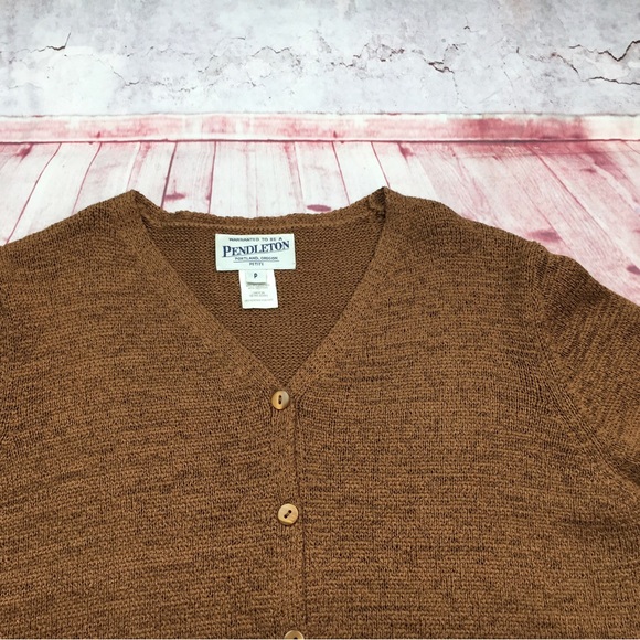 🌸Pendleton Light Brown Buttoned Cardigan Size Petite - Picture 4 of 8